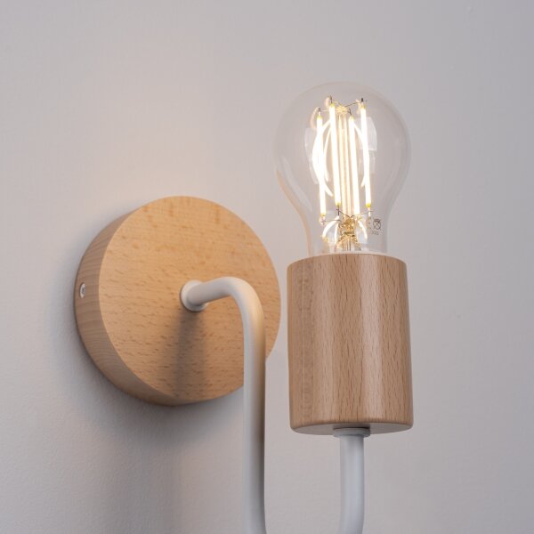 Sollux SL.1664 - Applique TIMBO 1xE27/15W/230V bianco/beige/faggio