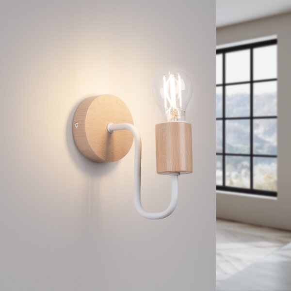 Sollux SL.1664 - Applique TIMBO 1xE27/15W/230V bianco/beige/faggio