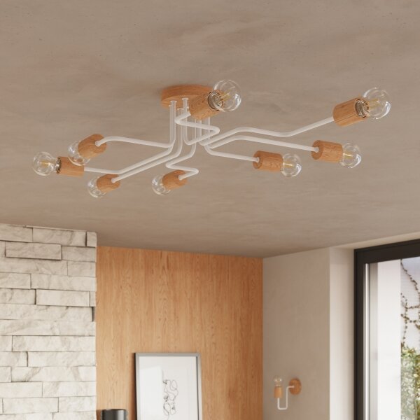 Sollux SL.1664 - Applique TIMBO 1xE27/15W/230V bianco/beige/faggio