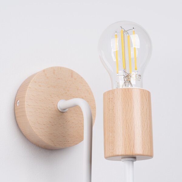 Sollux SL.1664 - Applique TIMBO 1xE27/15W/230V bianco/beige/faggio