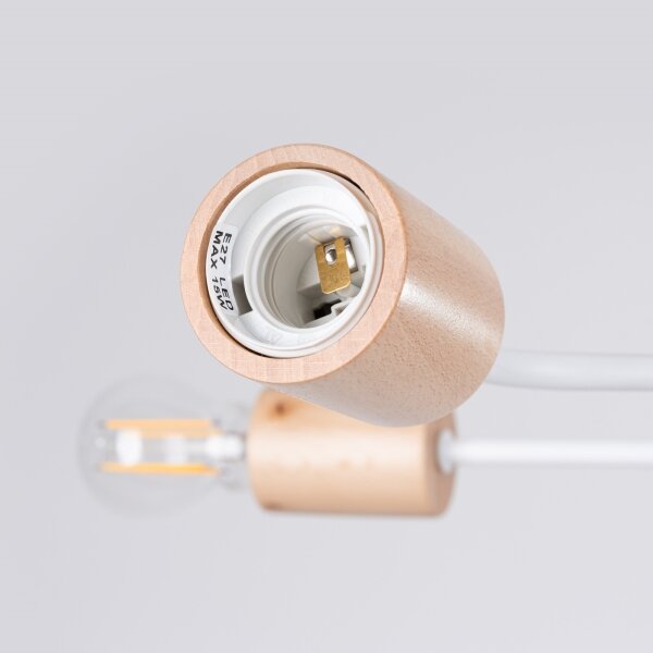Sollux SL.1666 - Lampadario a plafone TIMBO 6xE27/15W/230V bianco/beige/faggio