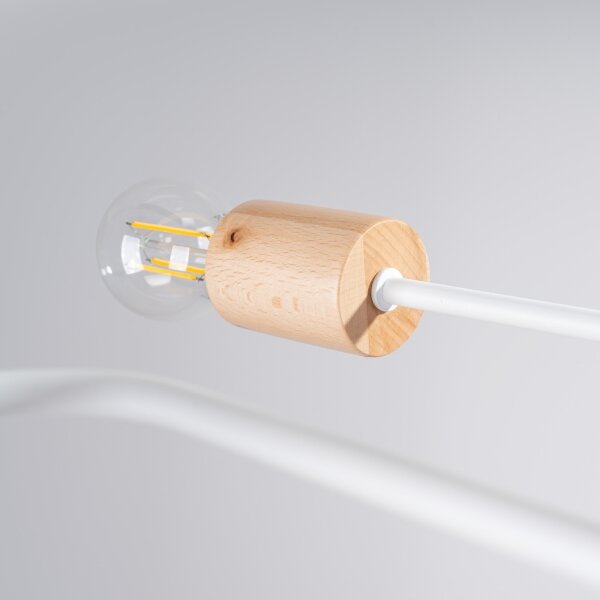 Sollux SL.1666 - Lampadario a plafone TIMBO 6xE27/15W/230V bianco/beige/faggio