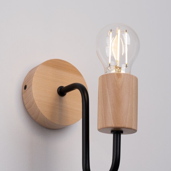 Sollux SL.1668 - Applique TIMBO 1xE27/15W/230V nero/beige/faggio