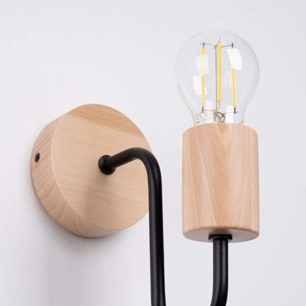 Sollux SL.1668 - Applique TIMBO 1xE27/15W/230V nero/beige/faggio