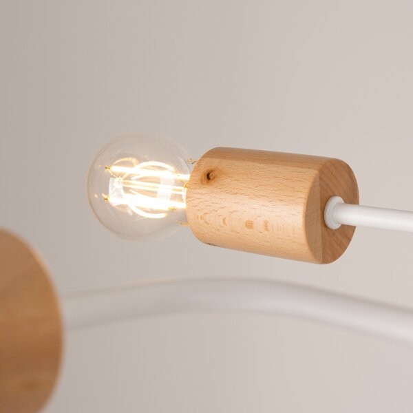 Sollux SL.1666 - Lampadario a plafone TIMBO 6xE27/15W/230V bianco/beige/faggio