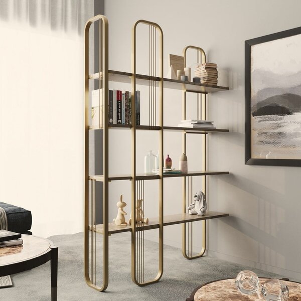 Scaffale in pino con decorazioni in oro 125x180 cm Sierra - Kalune Design