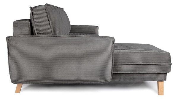 Divano letto variabile in velluto a coste grigio divano angolare Tori - Bonami Selection