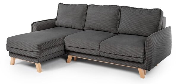 Divano letto variabile in velluto a coste grigio divano angolare Tori - Bonami Selection