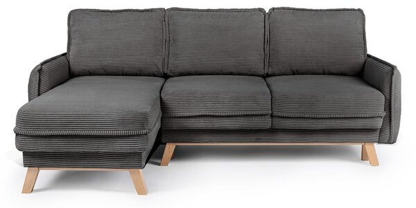 Divano letto variabile in velluto a coste grigio divano angolare Tori - Bonami Selection