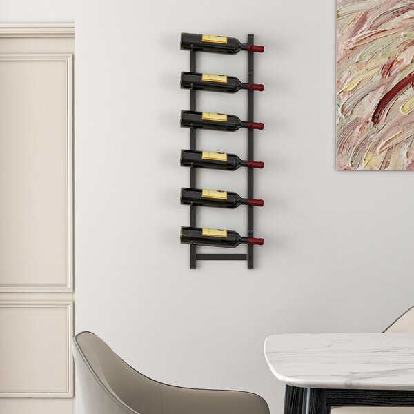 Costway Portabottiglie vino da parete in metallo antiruggine, Cantinetta vino a muro per 6 bottiglie 22x13,5x73cm