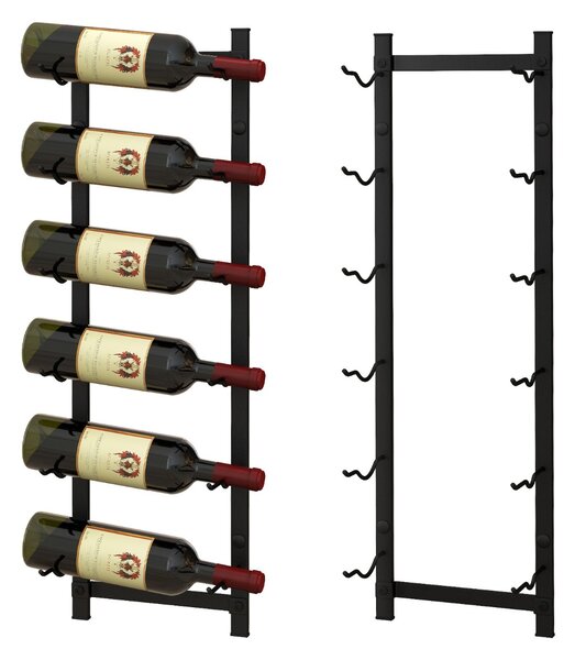Costway Portabottiglie vino da parete in metallo antiruggine, Cantinetta vino a muro per 6 bottiglie 22x13,5x73cm
