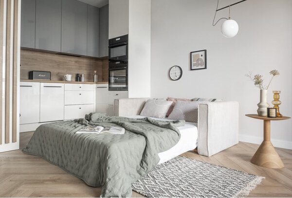 Divano letto bianco 168 cm Lucky Lucy - Miuform