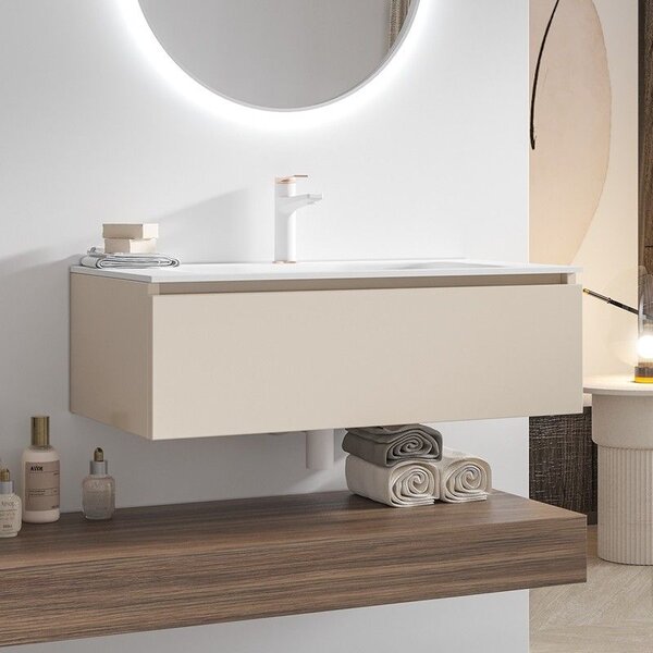 Kamalu composizione bagno sospesa mobile 80cm e mensolone da 140cm | kam-kk801