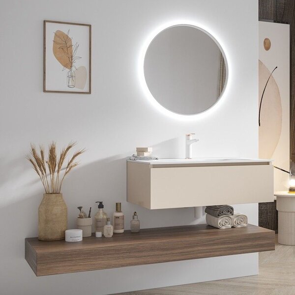 Kamalu composizione bagno sospesa mobile 80cm e mensolone da 140cm | kam-kk801