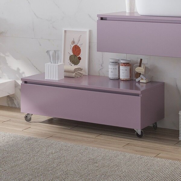 Kamalu composizione bagno con mobile a rotelle e mobile sospeso 100 cm | kam-kk1002
