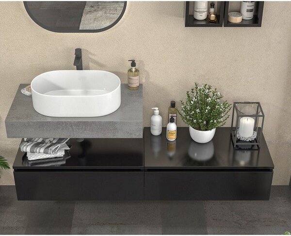 Composizione bagno con 2 mobiletti 80 cm e mensolone 80 cm | KAM-KK803 - KAMALU