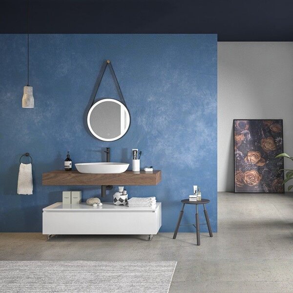 Kamalu composizione bagno 120 cm con mobile a terra e mensolone oak | kam-kk1203k