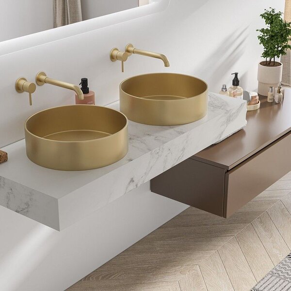 Kamalu composizione bagno sospesa mobile e mensolone da 120cm | kam-kk1201