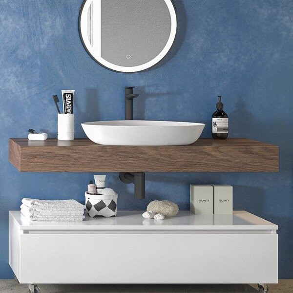 Kamalu composizione bagno 120 cm con mobile a terra e mensolone oak | kam-kk1203k