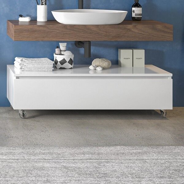 Kamalu composizione bagno 120 cm con mobile a terra e mensolone oak | kam-kk1203k