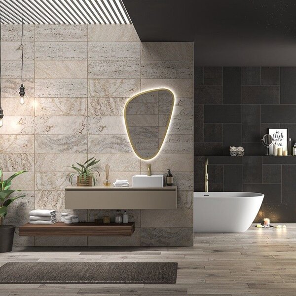 Kamalu composizione bagno sospesa mobile e mensolone da 140cm | kam-kk1400