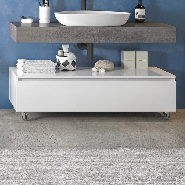 Composizione bagno 120 cm con mobile a terra e mensolone grigio pietra | KAM-KK1203G - KAMALU