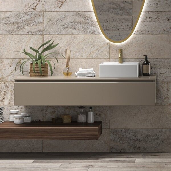 Kamalu composizione bagno sospesa mobile e mensolone da 140cm | kam-kk1400