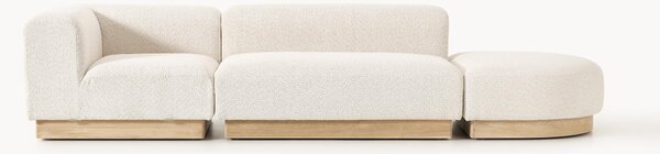 Chaise lounge componibile in teddy bouclé con poggiapiedi (sinistra/destra) Natalie
