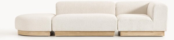 Chaise lounge componibile in teddy bouclé con poggiapiedi (sinistra/destra) Natalie