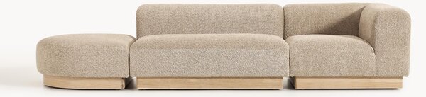 Chaise lounge componibile in teddy bouclé con poggiapiedi (sinistra/destra) Natalie