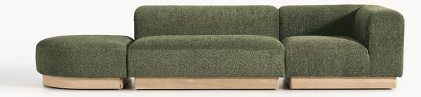 Chaise lounge componibile in teddy bouclé con poggiapiedi (sinistra/destra) Natalie