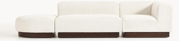 Chaise lounge componibile in teddy bouclé con poggiapiedi (sinistra/destra) Natalie