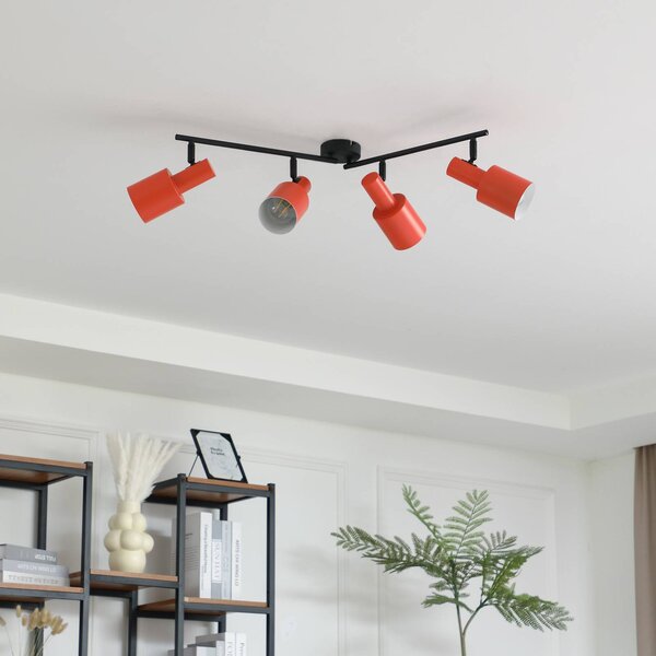 Lindby fatto da soffitto Ovelia, arancione/nero, a 4 luci, ferro