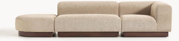 Chaise lounge componibile in teddy bouclé con poggiapiedi (sinistra/destra) Natalie