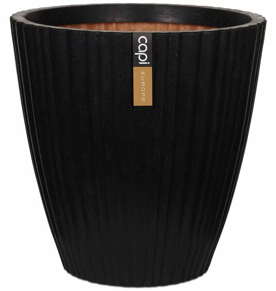 Portavaso/Vaso in ceramica monocolore nero lucido