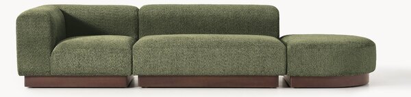 Chaise lounge componibile in teddy bouclé con poggiapiedi (sinistra/destra) Natalie