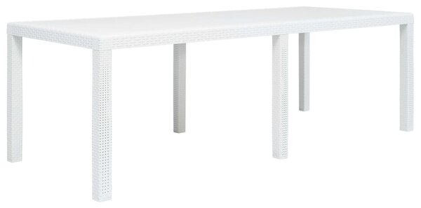 Tavolo da Giardino Bianco 220x90x72 cm in Plastica Stile Rattan