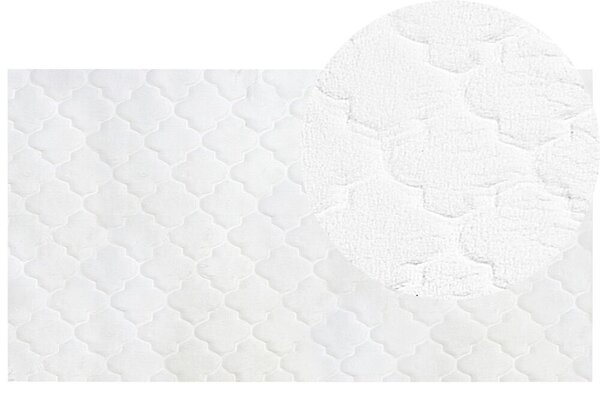 Tappeto in pelle sintetica di coniglio bianca 80 x 150 cm motivo a rete soggiorno camera da letto Beliani