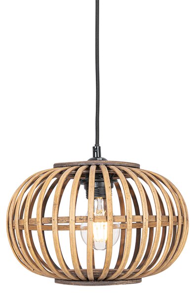 Lampada a sospensione orientale in bambù 3 luci rettangolare - Amira