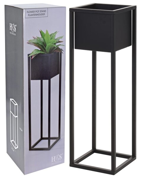 H&S Collection Vaso da Fiori con Supporto in Metallo Nero 70 cm