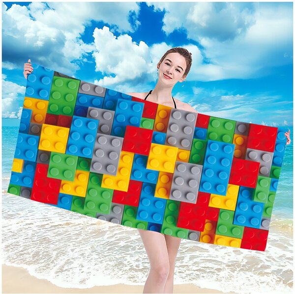 Telo mare con motivo a mattoncini lego colorati, 100 x 180 cm