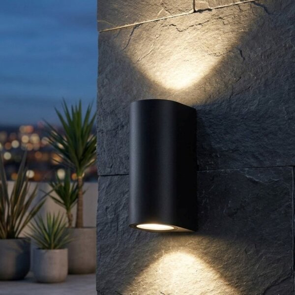 Applique biemissione top light lione ag gu10 led ip65 alluminio vetro - Top Light