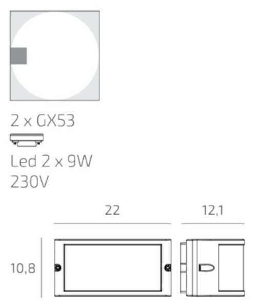 Applique classico top light cairo co gx53 led ip54 alluminio policarbonato - Lampadari Bartalini Gesso