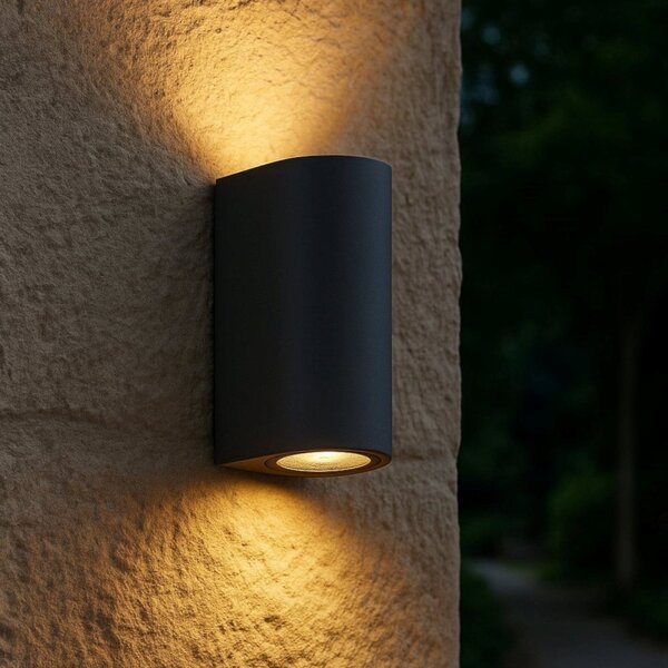 Applique biemissione top light lione ag gu10 led ip65 alluminio vetro - Top Light
