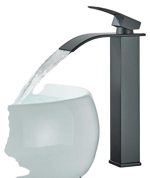 Rubinetto per lavabo, acciaio inossidabile, comando monocomando, nero opaco