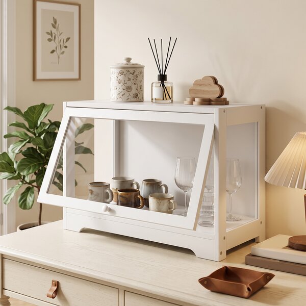 HOMCOM Vetrina espositiva per collezioni con anta in acrilico, 59x30x40 cm, bianco | Aosom Italy