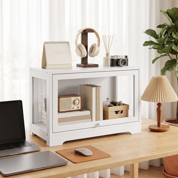 HOMCOM Vetrina espositiva per collezioni con anta in acrilico, 59x30x40 cm, bianco | Aosom Italy