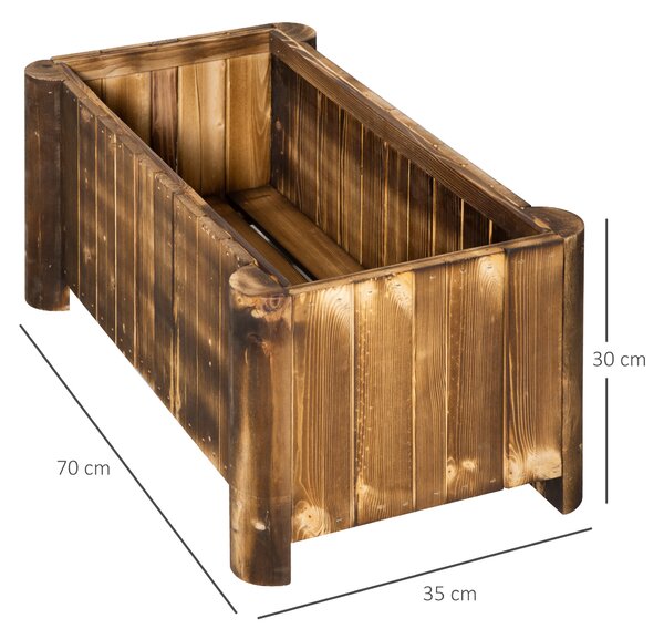 Outsunny Fioriera Vaso per Piante Box Rettangolare in Legno di Abete 70 x 35 x 30cm|Aosom
