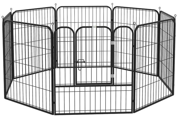 PawHut Recinto per Cani e per Cuccioli, Recinto Modulare per Cani da Interno ed Esterno in Metallo e Acciaio 8 Pannelli 79x79cm|Aosom