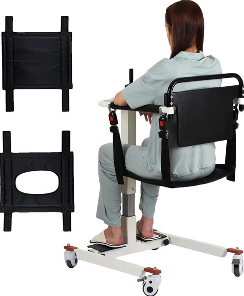 Sedia di trasferimento per pazienti, design portatile, portata massima 125 kg, bianco